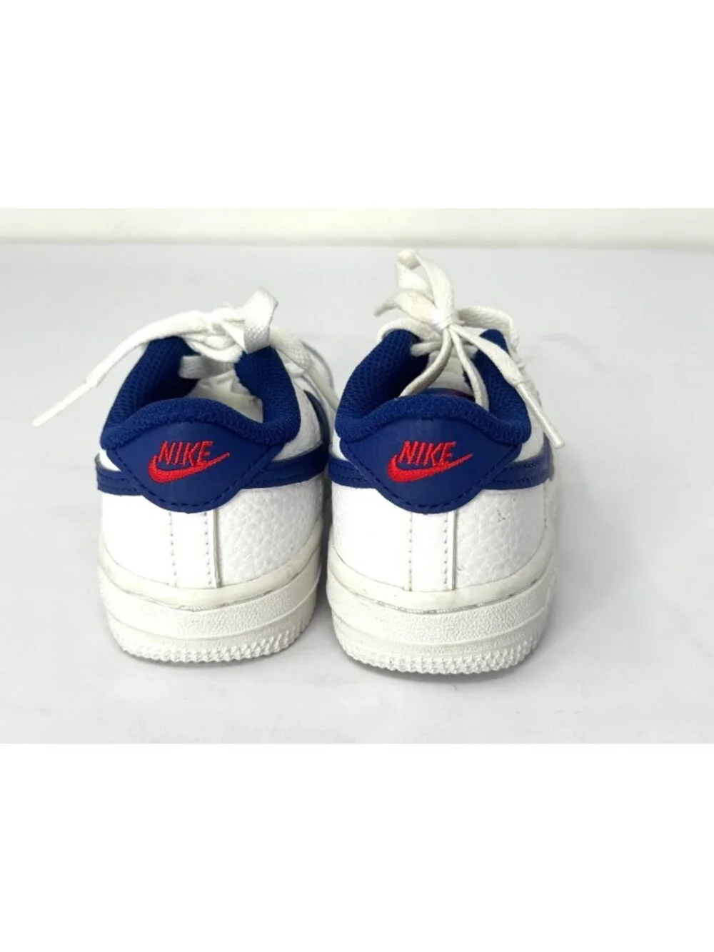 Nike Force 1 Kids Sneakers Size 7C White Blue Low Top Shoes
